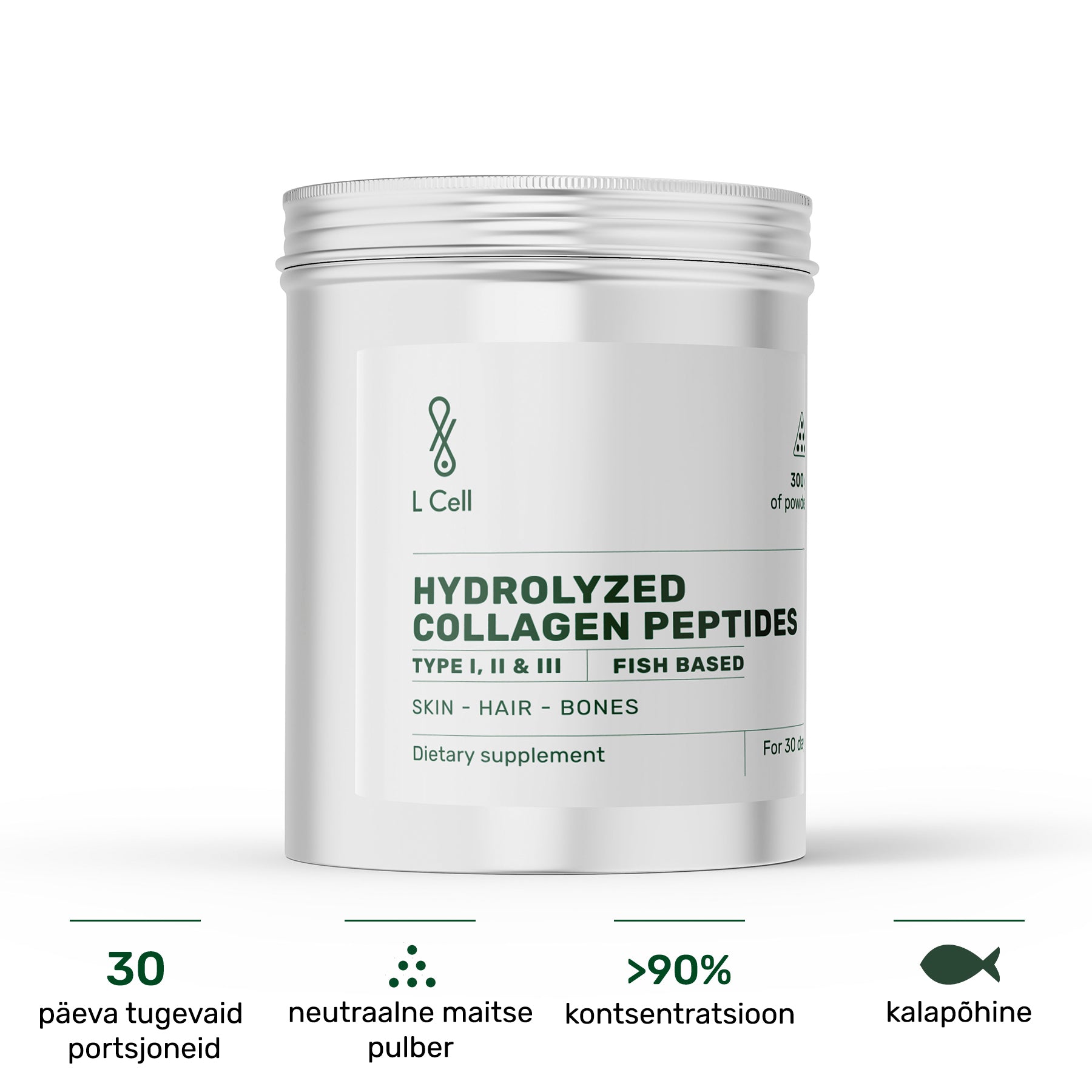 Collagen Peptides 300g (30 days, >90% purity)