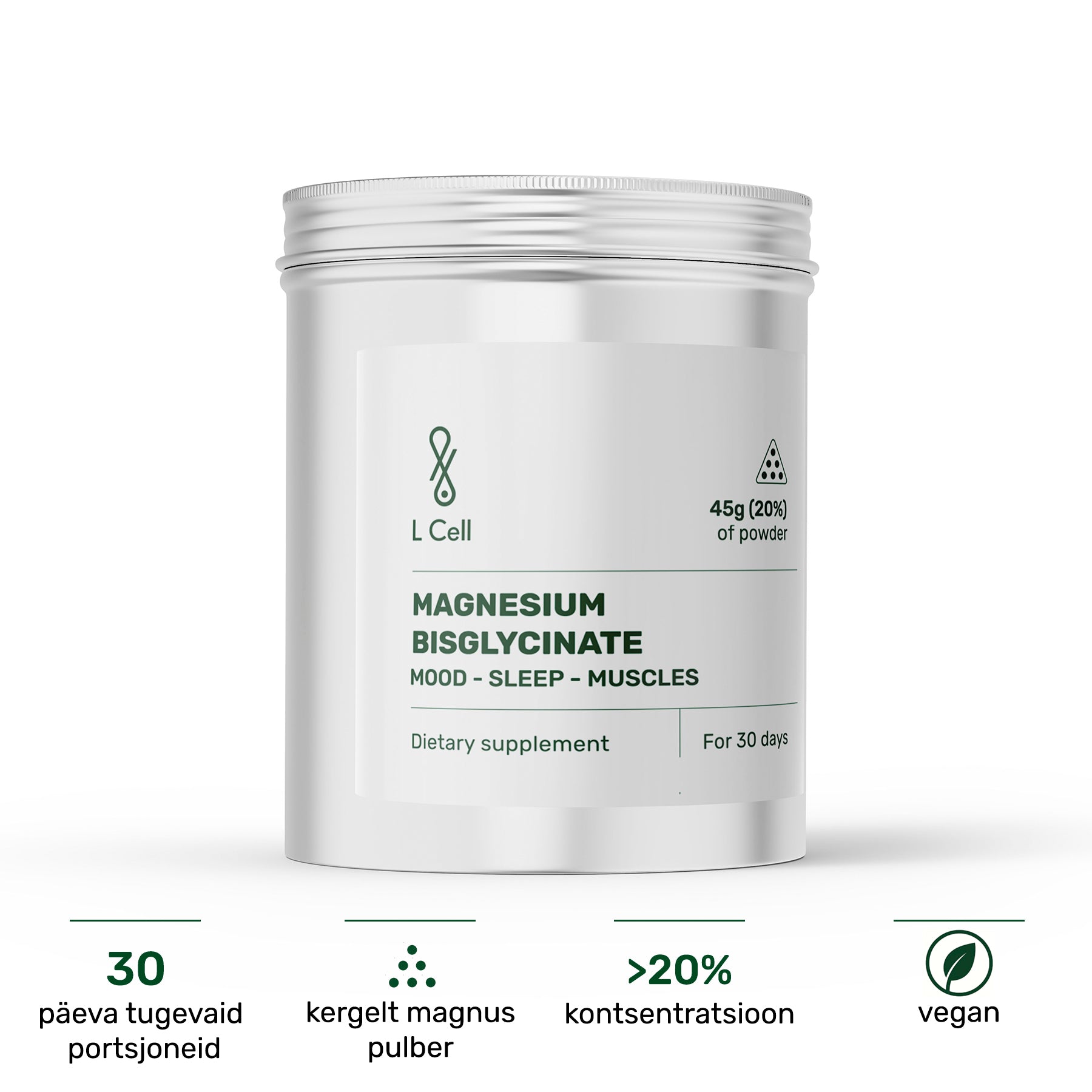 Magnesium Bisglycinate Powder 45g (30 days, 20% concentration)