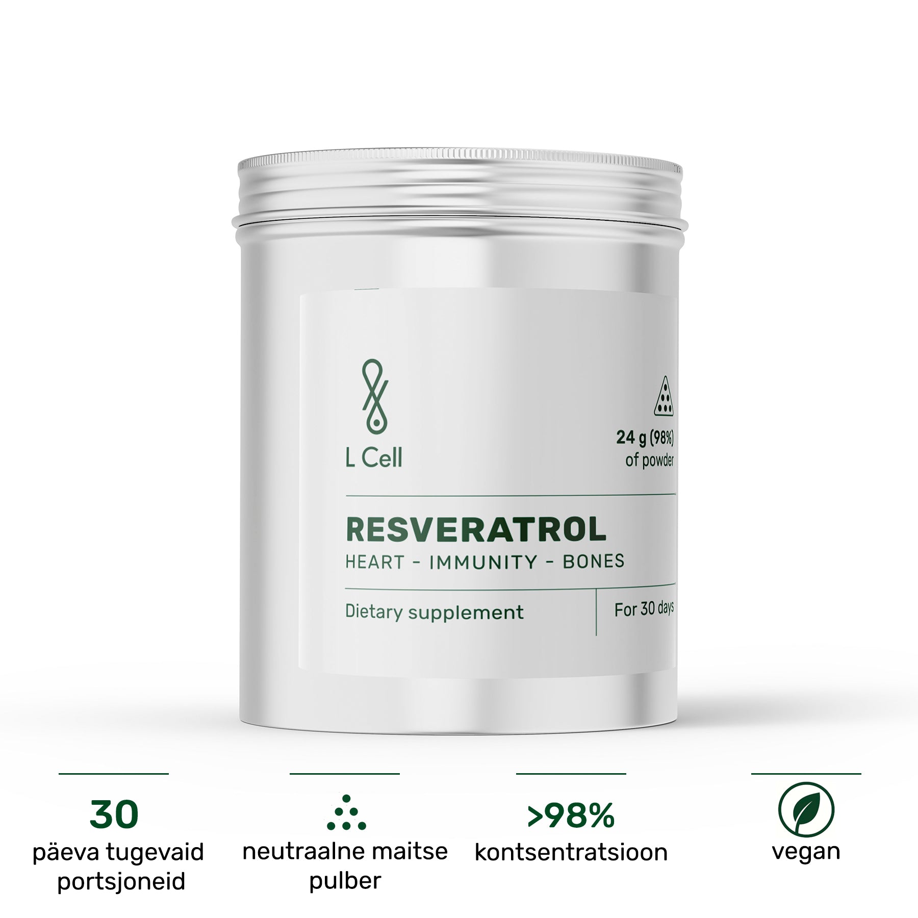 Trans Resveratrol Powder 24g (30 days, >98% purity)