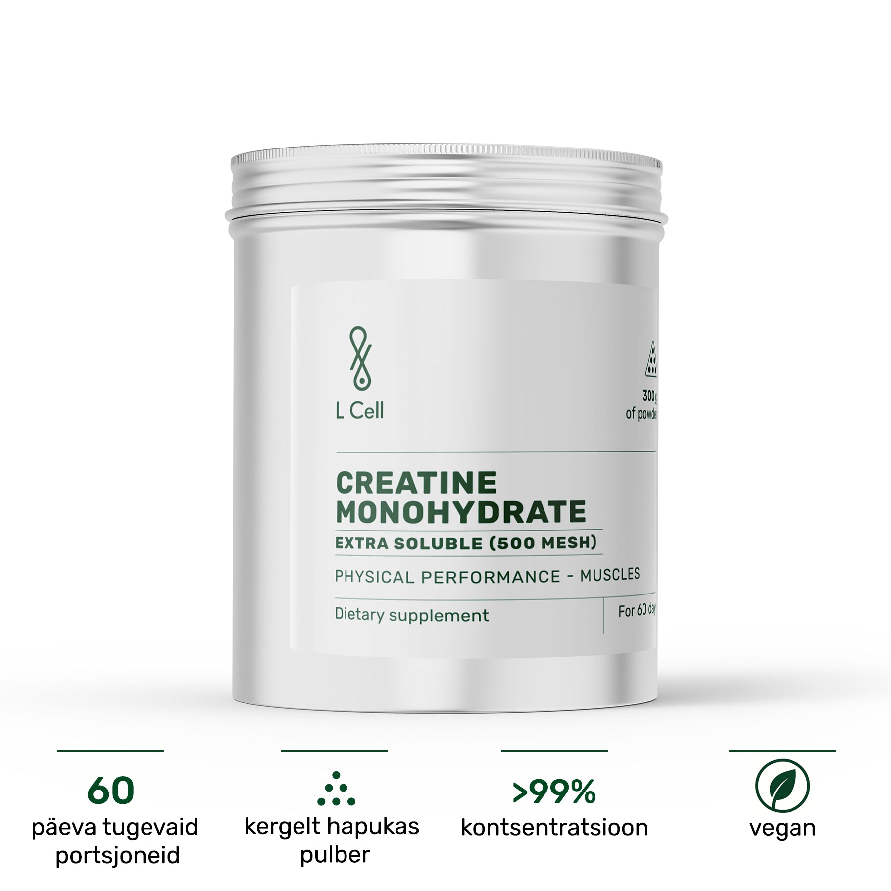 Kreatiinmonohüdraat, mikroniseeritud (300 g, 500 mešši), ülilahustuv