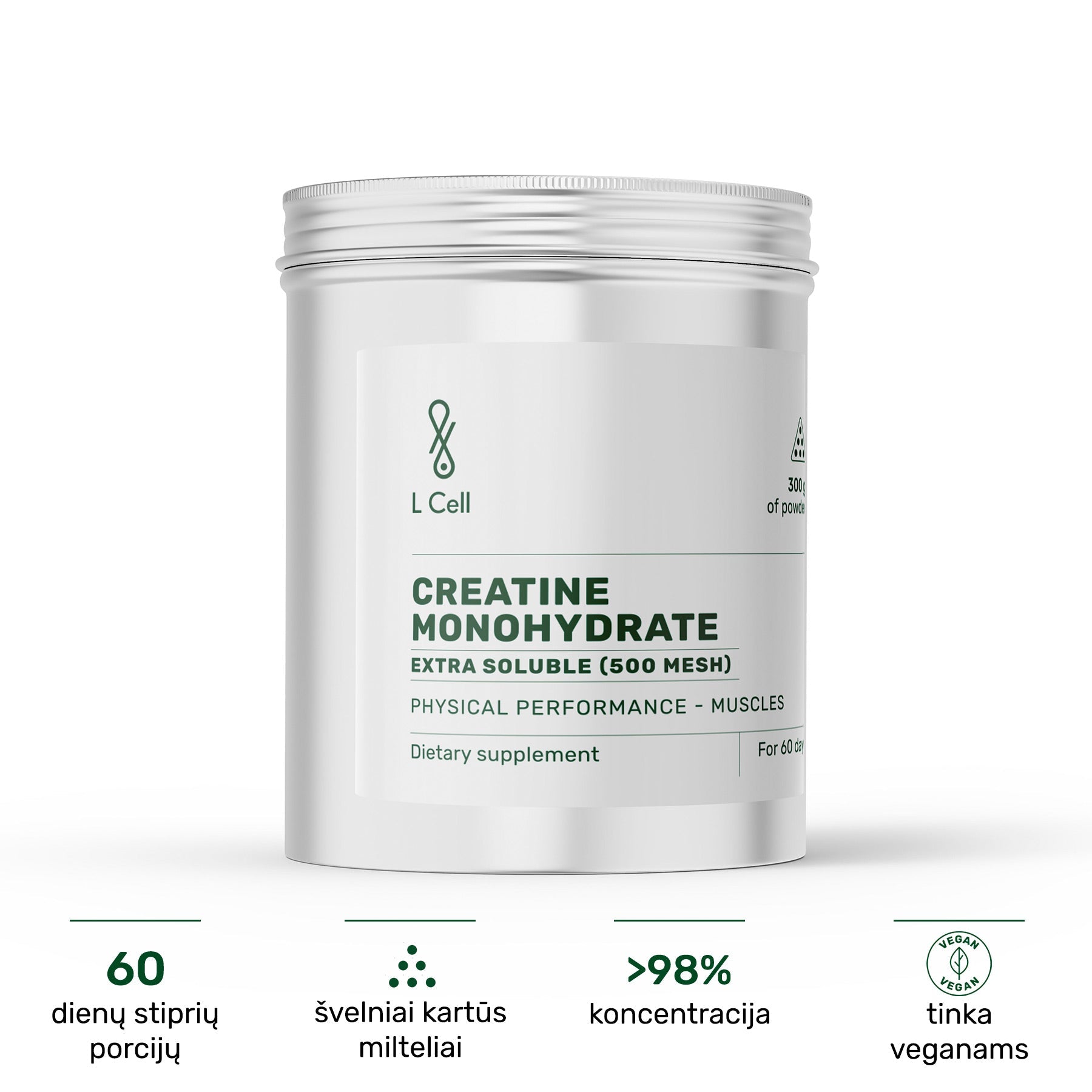 Kreatiinmonohüdraat, mikroniseeritud (300 g, 500 mešši), ülilahustuv